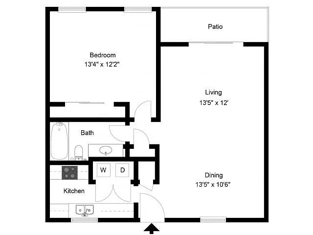 Floor plan Green 800sqft 1 BD
