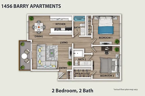 Floor plan Two Bedroom, Two Bath