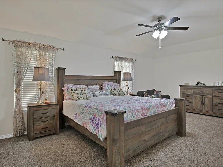 An oversized master bedroom