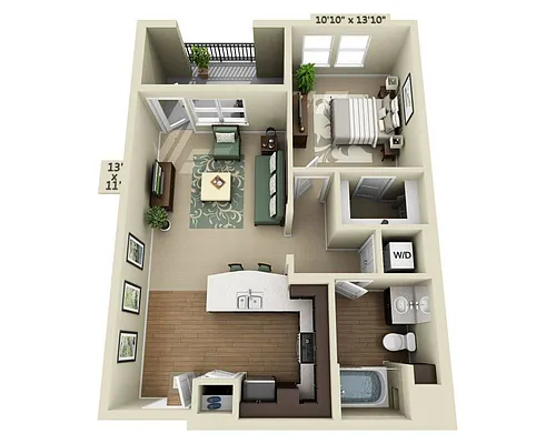 Floor plan One Bedroom A1C