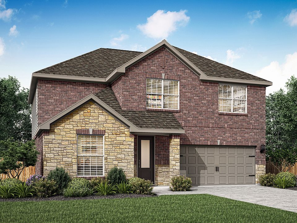 The Roosevelt is a two story home with brick and stone.