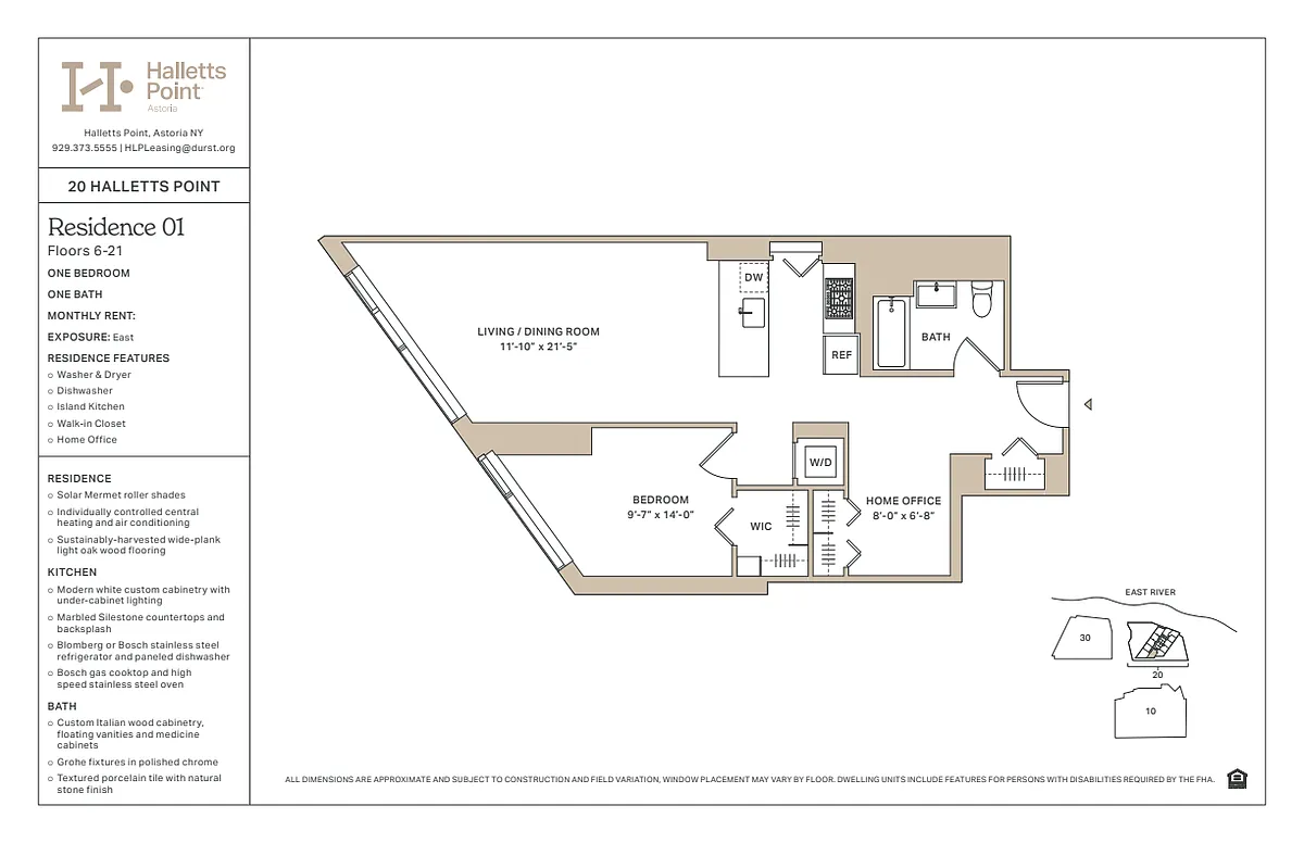 Floor plan 1 Bedroom w/ HO / 1 Bathroom
