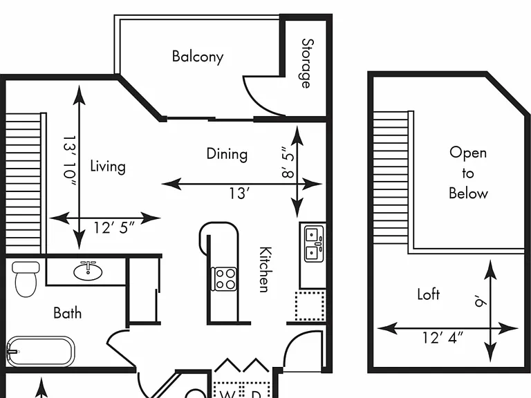 1 bedroom, 1 bath with loft