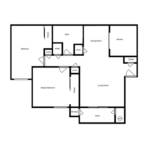 Floor plan 2 Bedroom 1 Bathroom