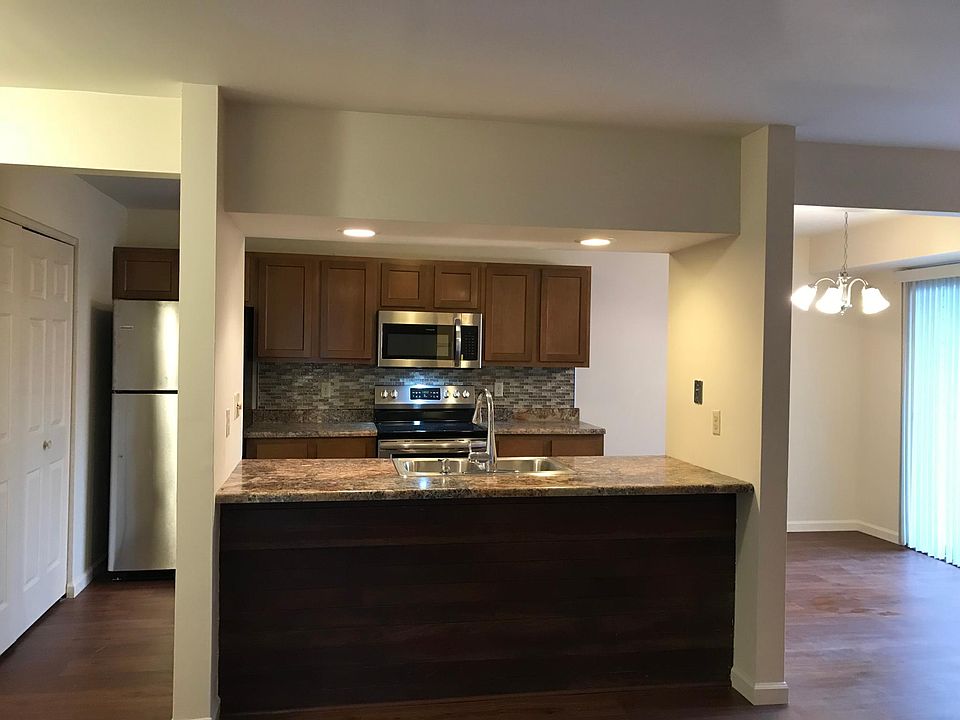 kitchen and dining area, patio on right
