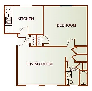 Floor plan One-Bedroom (Garden-Style)
