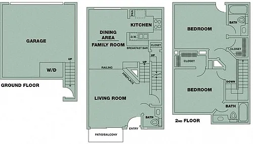 Floor plan 2 Bedroom/ 2.5 Bath Townhome