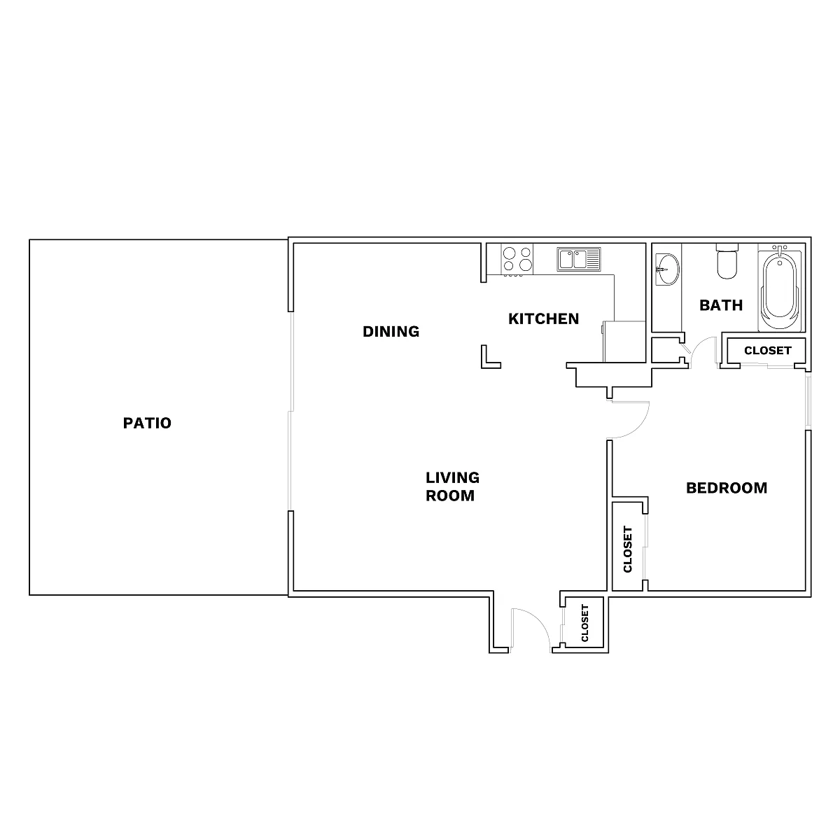 Floor plan El Monte B Renovated | 1 Bed | 1 Bath