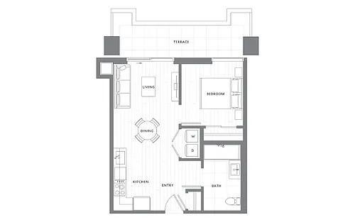 Floor plan 1 Bedroom 1 Bath A8