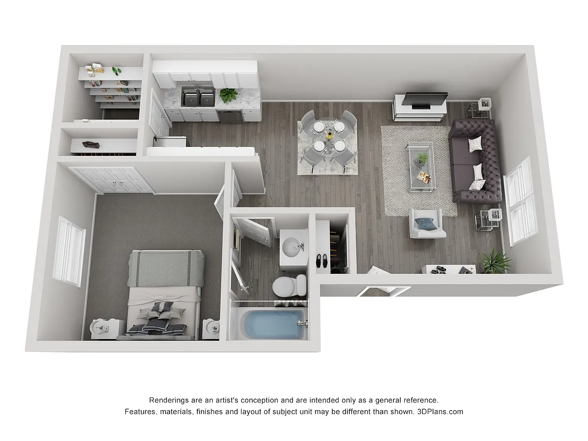 Floor plan 1 Bedroom 1 Bath