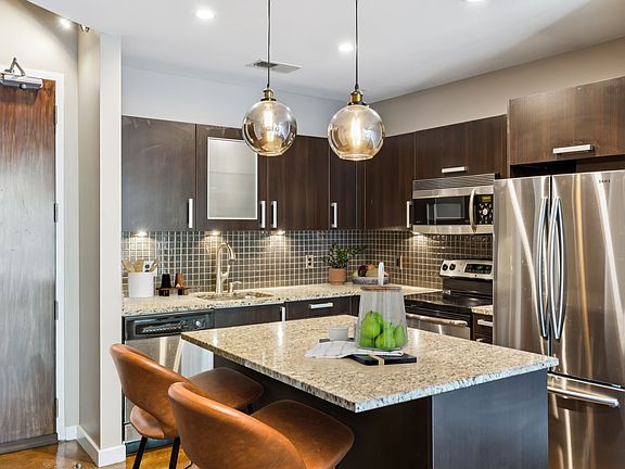 Virtually staged kitchen.