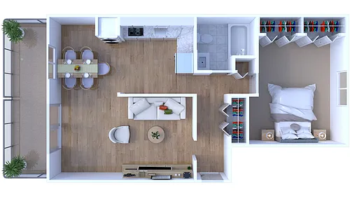 Floor plan 1BR - 1BTH PR Enhanced