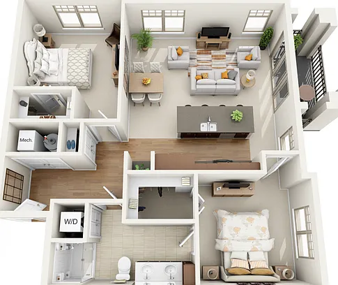 Floor Plan 2D | Wells Street Station | Apartments in Delafield, WI Floor Plan 2D | Wells Street Station | Apartments in Delafield, WI