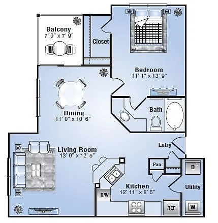 Floor plan 1x1Cc1T1