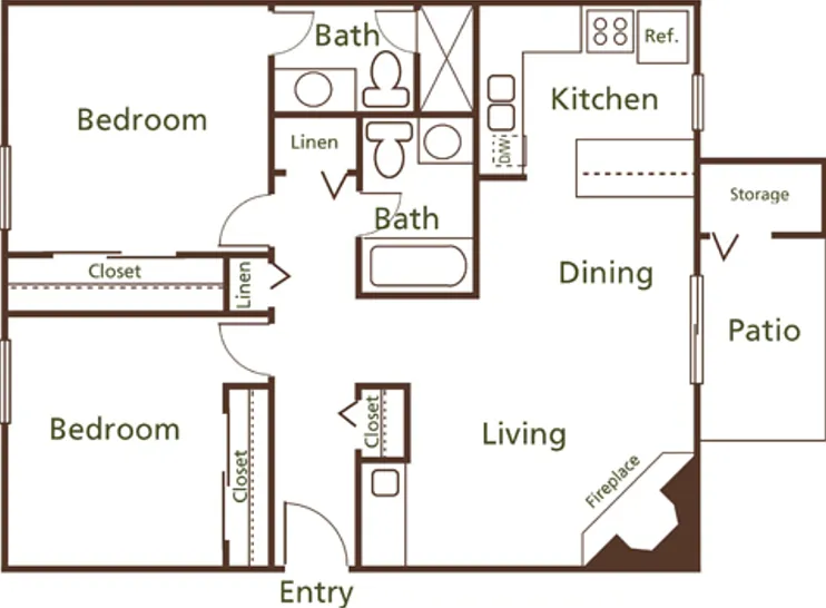 Two Bedroom B Floorplan Diagram