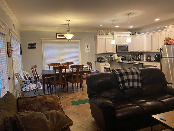 Open living, kitchen and dining room