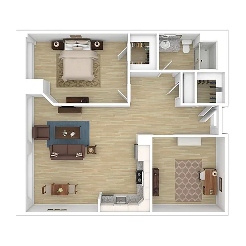 Floor plan Mill 8 - 1 Bedroom 1 Bathroom w/Den - Craft