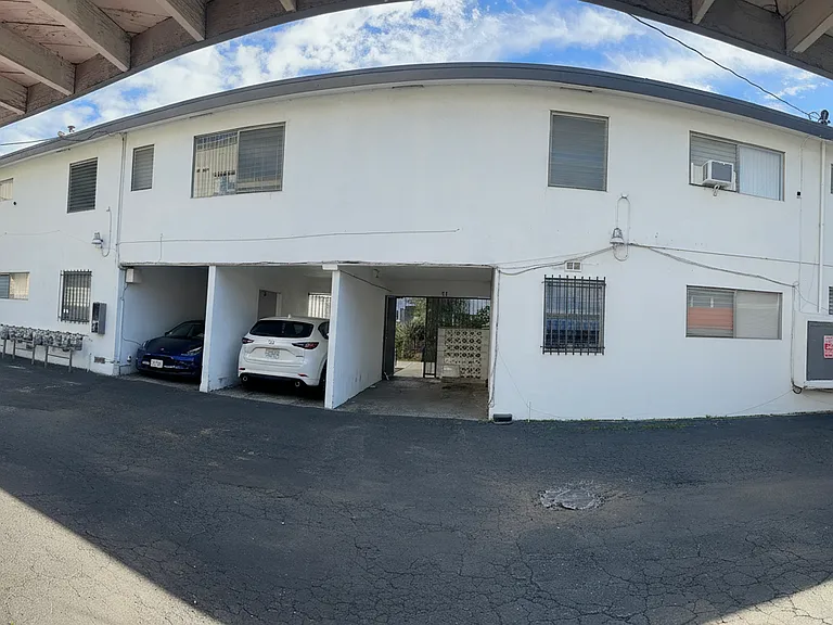 Back of the building and the parking garage