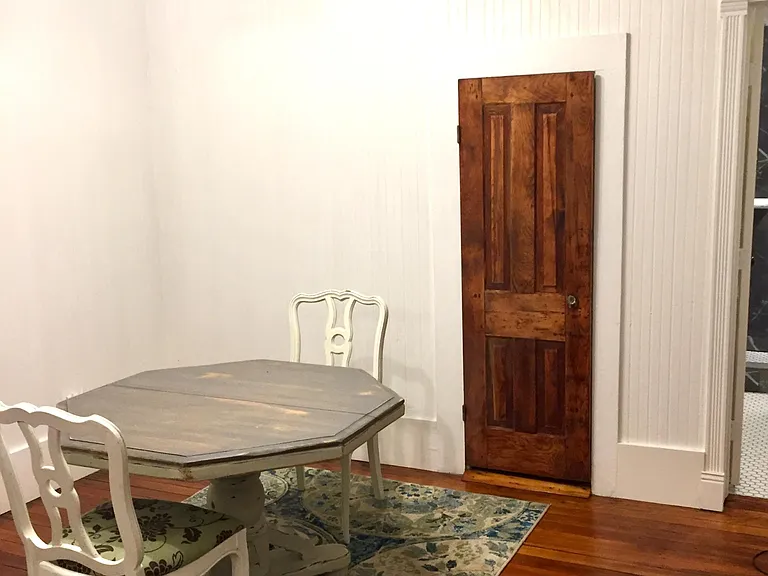 Large closet and dinner table
