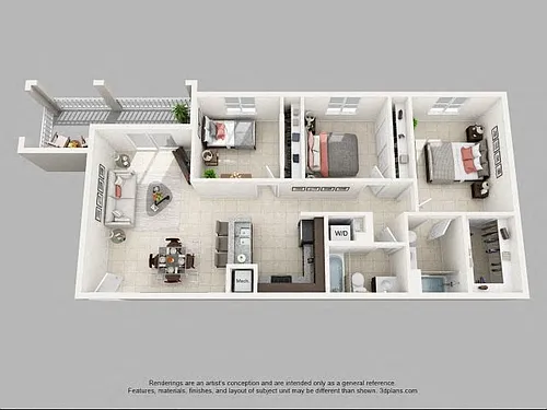 Floor plan 3 Bedroom 2 Bath
