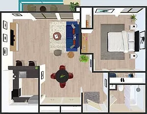 Floor plan One-Bedroom R