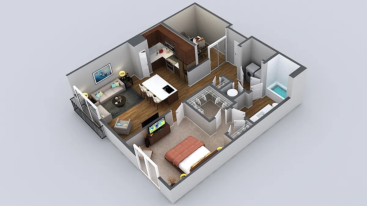 Floor plan 1 Bedroom 1 Bath Den