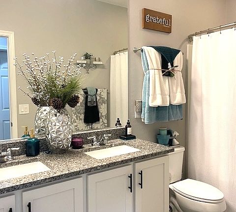 Full bathroom next to bedroom