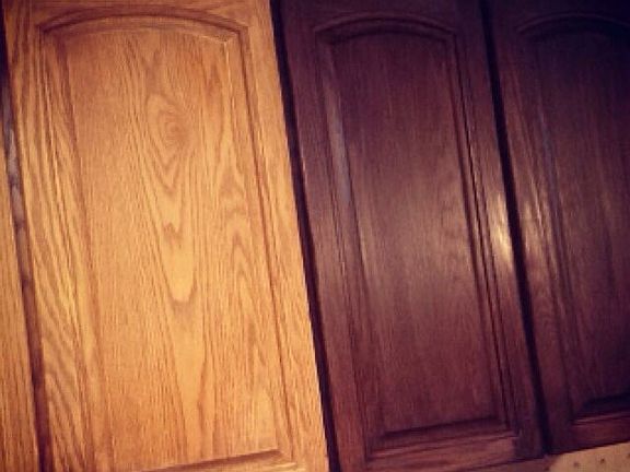Cabinets before and after.