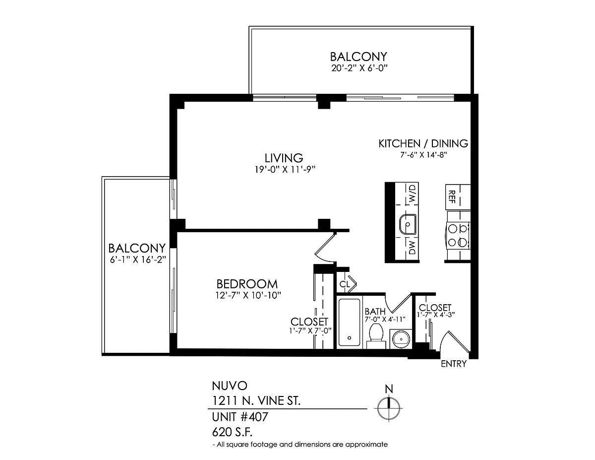 Floor plan 1 Bed, 1 Bath RENO