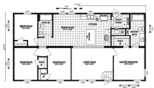 Floor plan 4 Bed 2 Bath