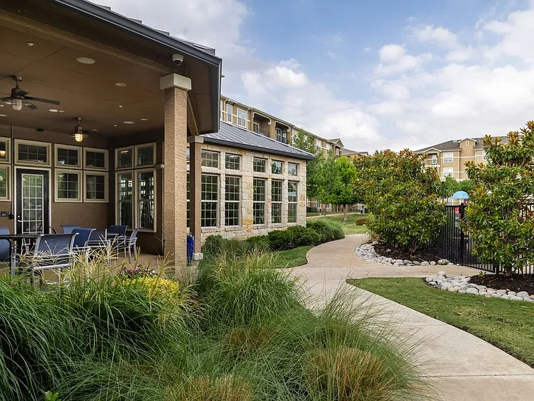 Courtyard with outdoor lounge and pool