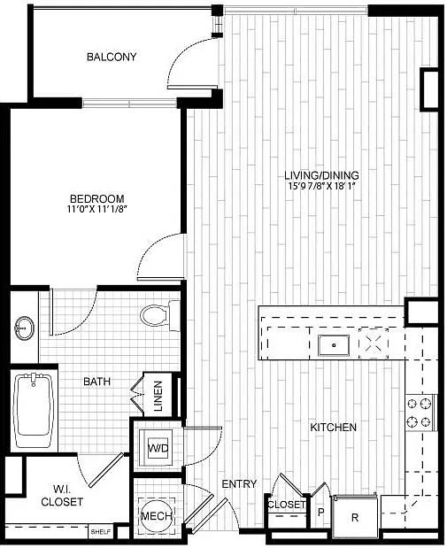 Floor plan 1 Bed/1 Bath-T_A05 ANSI