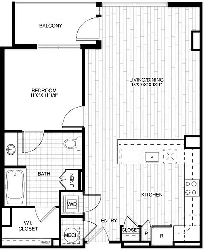 Floor plan 1 Bed/1 Bath-T_A05 ANSI