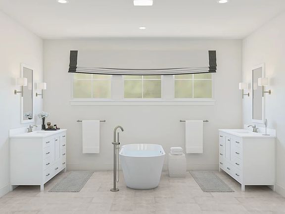 Primary bath with dual vanities