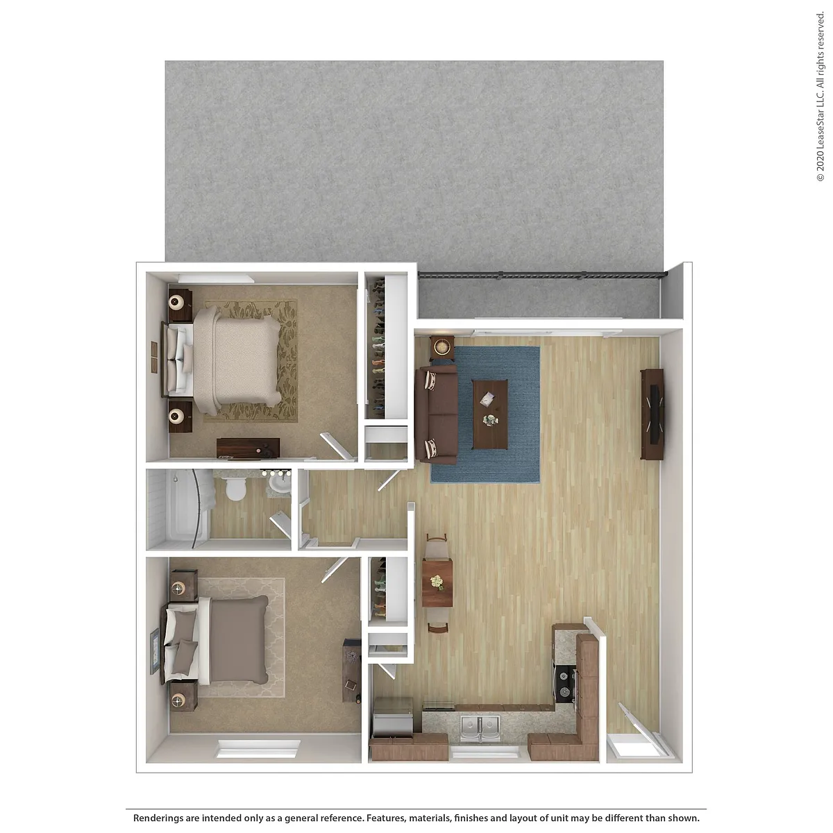 Floor plan 2 Bedrooms / 1 Bath