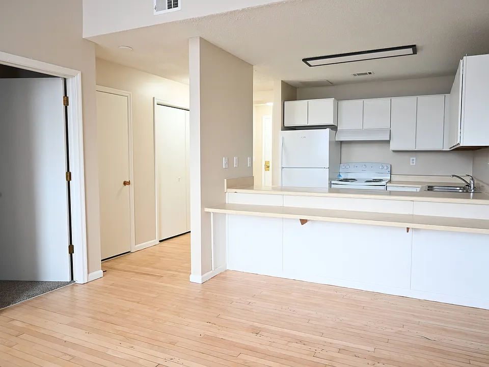 Kitchen and front entrance of a unit at Rosewater.