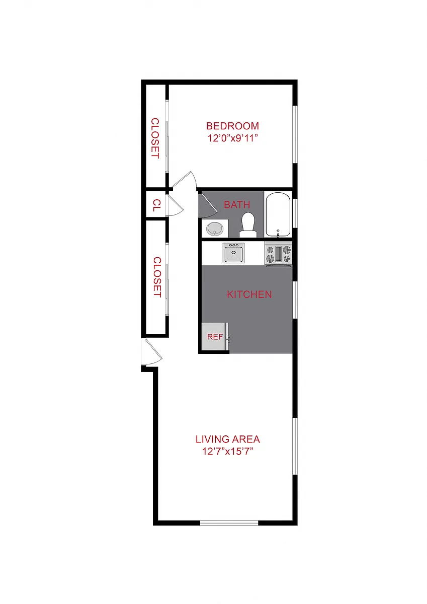 Floor plan 1 Bed 1 Bath