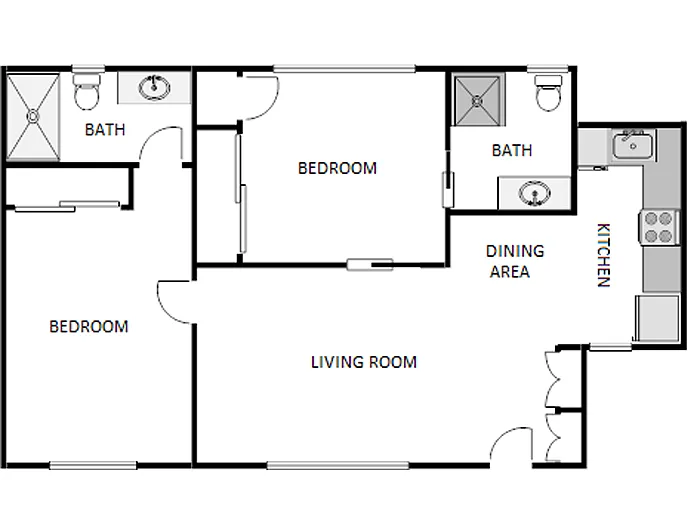 Floor plan 2 Bed / 2 Bath: Type A