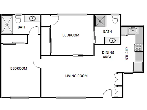 Floor plan 2 Bed / 2 Bath: Type A