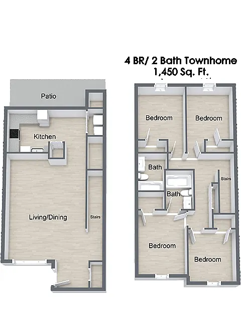 Floor plan Four Bedroom Townhome