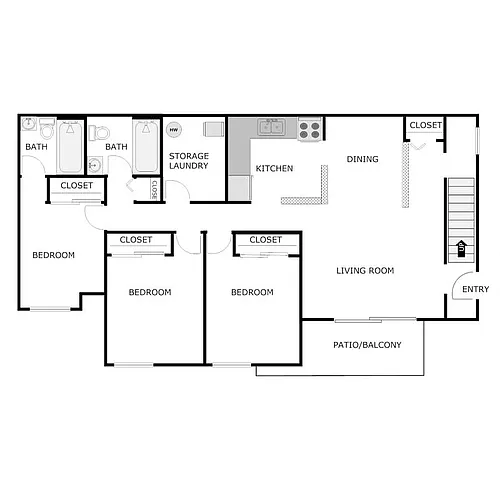 Floor plan 3 Bedroom 2 Bathroom