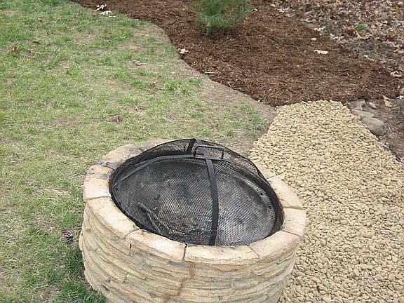 Fire Pit Backyard with Landscape Stone