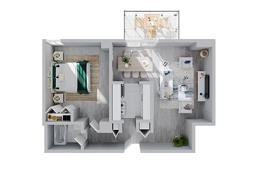 Floor plan 1 Bed 1 Bath - Towers