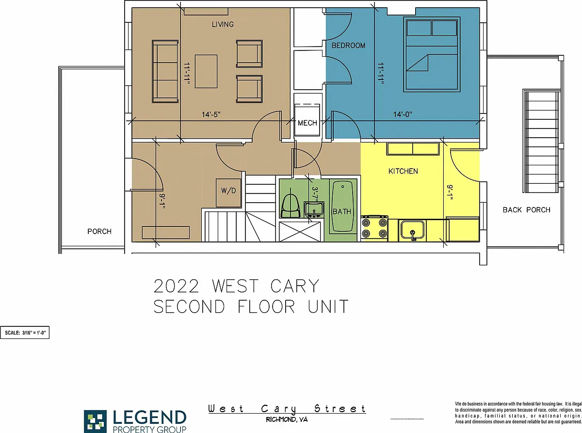 Floor plan The Row at Cary Place - 2022 W. Cary Street Upper 