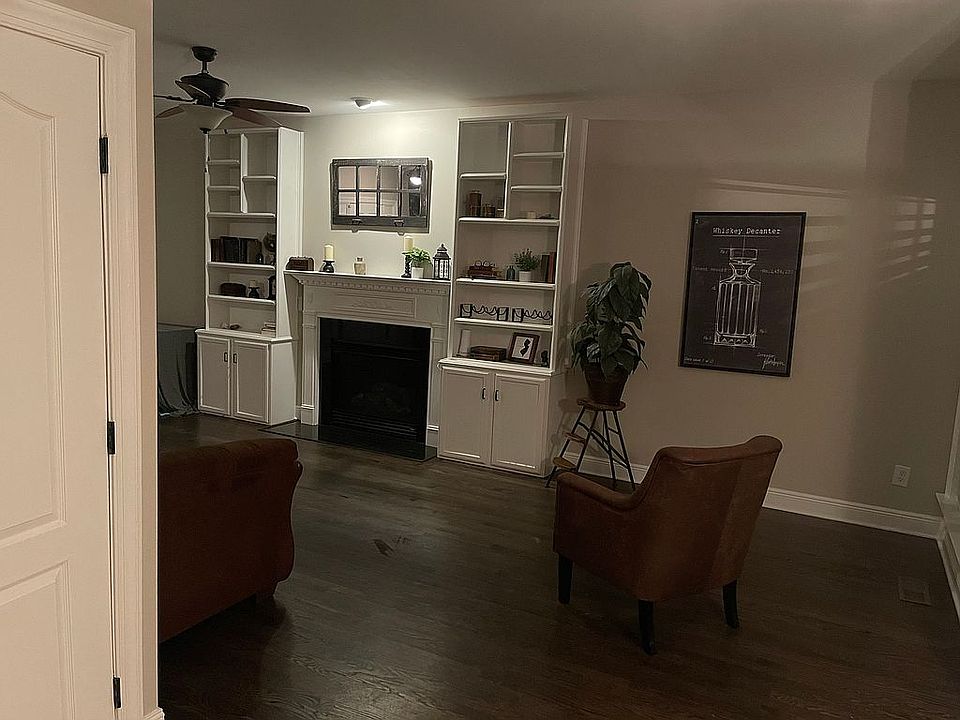 Den with gas fire place