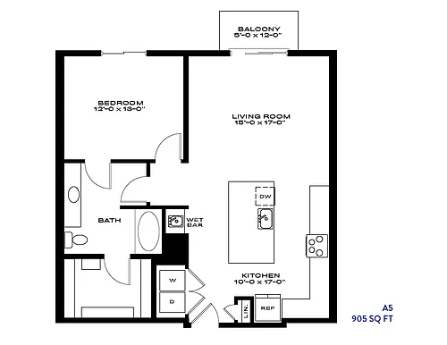 Floor plan 1 Bed/1 Bath