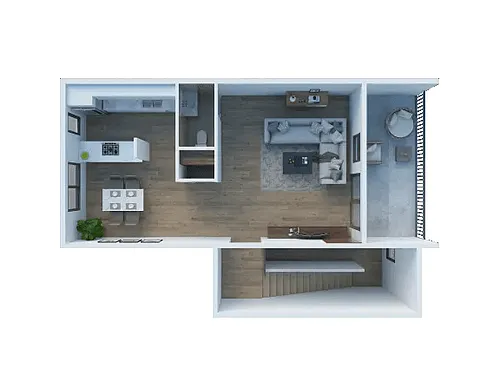 Floor plan 2 Bed 1.5 Bath Townhome 1130SF