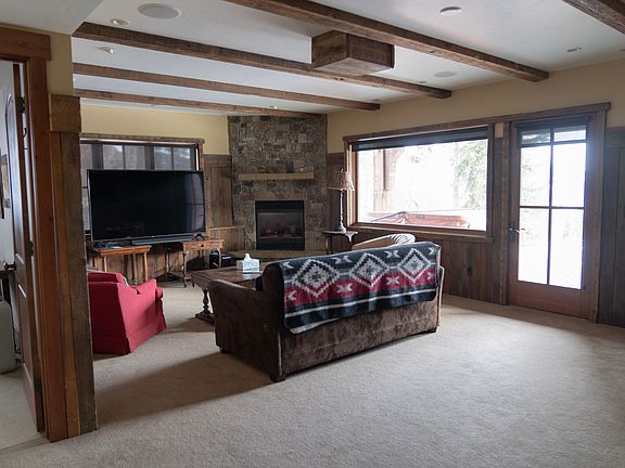Downstairs family room, hot tub out window