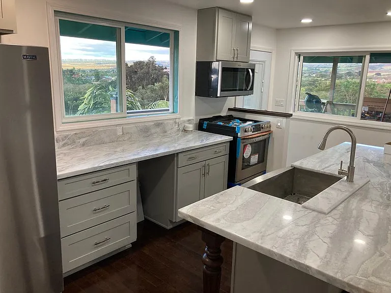 Granite island and counters