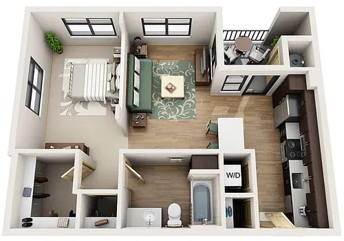 Floor plan Open 1 Bedroom, 1 Bath